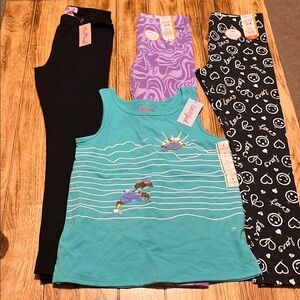 Wonder Nation Turquoise Tank and Patterned Leggings Set